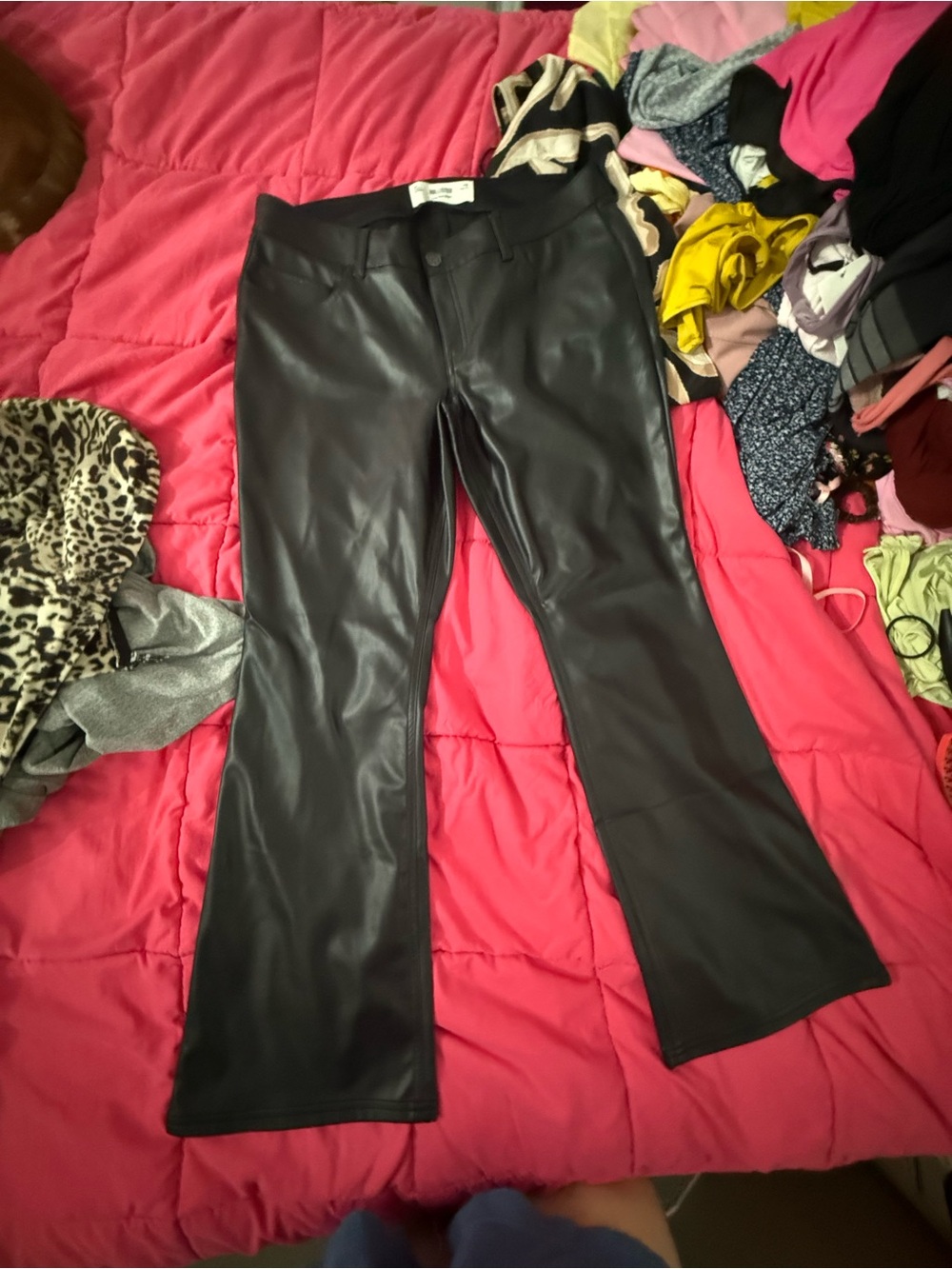 Hollister Black Faux Leather Flare Pants